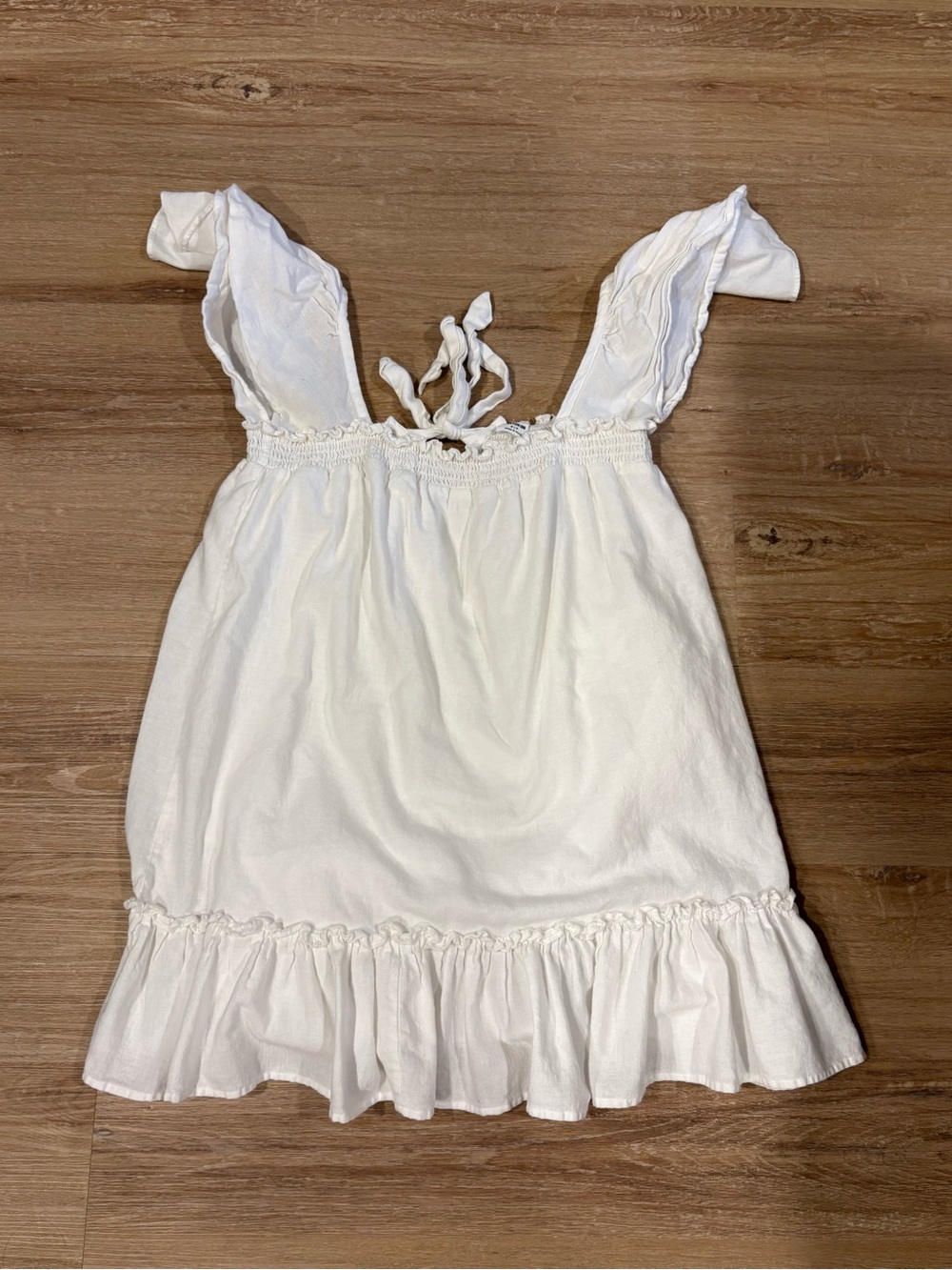 Cotton On White Ruffled Tie-Back Lined Dress